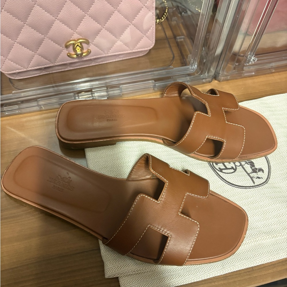 Hermes Leather Slide Sandals